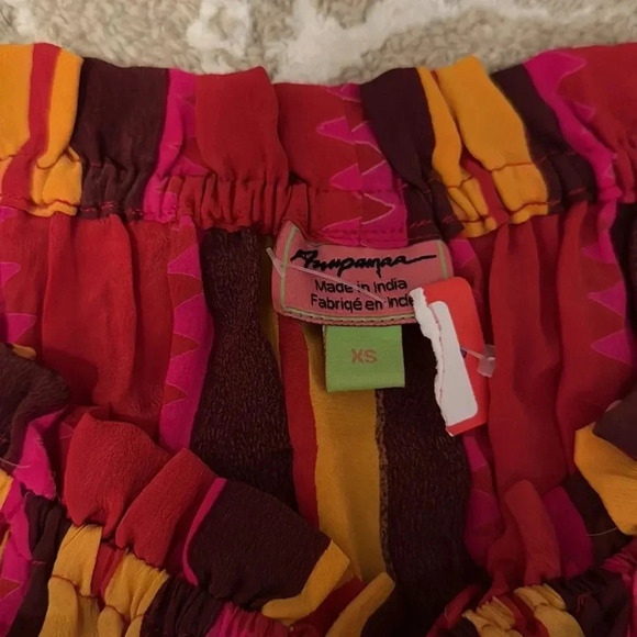 Ampamaa 100% silk elastic waist striped colorful maxi dress XS - Picture 2 of 7